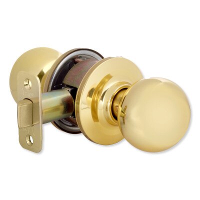 Yale Bridgeport Passage Door Knob Set, Non Locking, Polished Brass